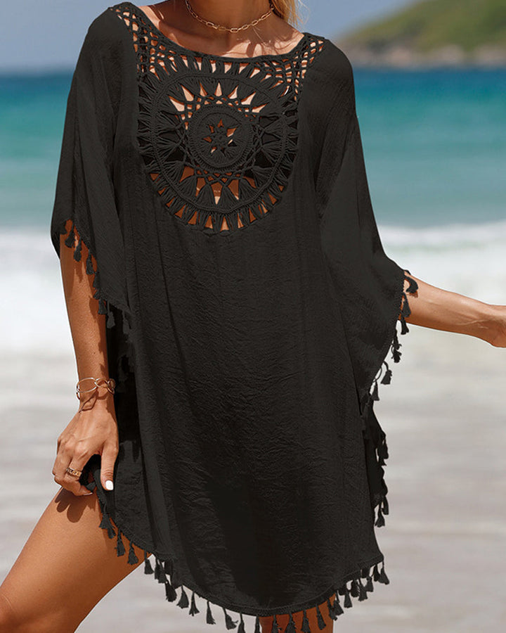 Beach Cover-Up with Pom-Poms