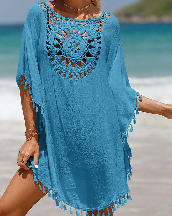 Beach Cover-Up with Pom-Poms