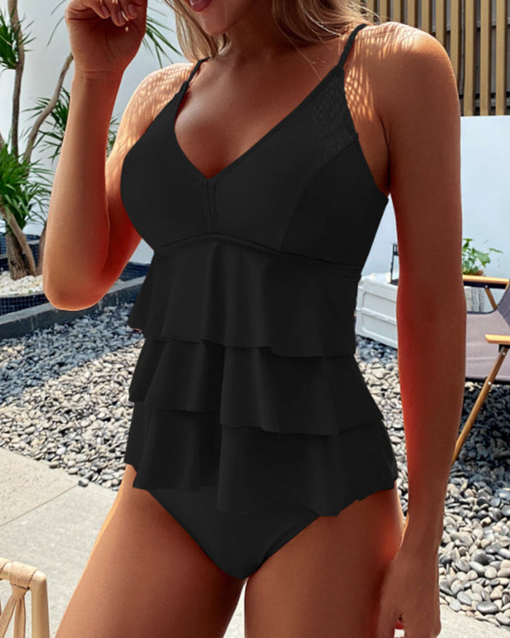 Ruffled Solid Colour Tankini