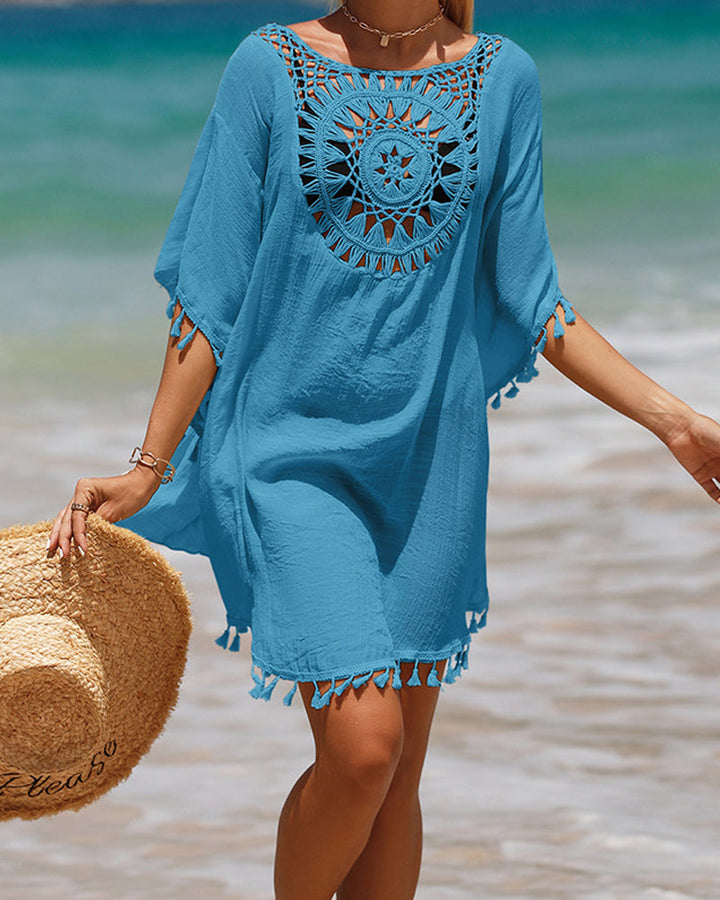 Beach Cover-Up with Pom-Poms