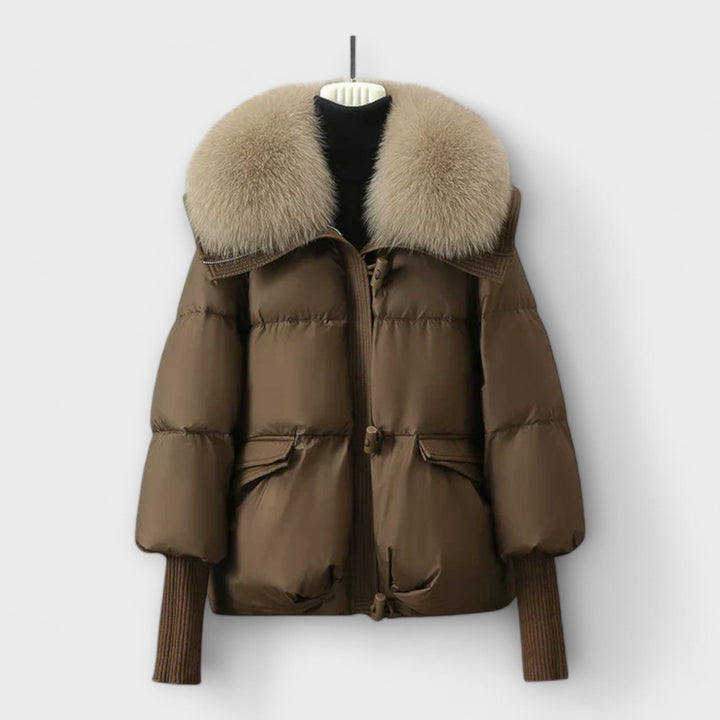 Lucyna - Chic Fur-Trimmed Elegant Coat
