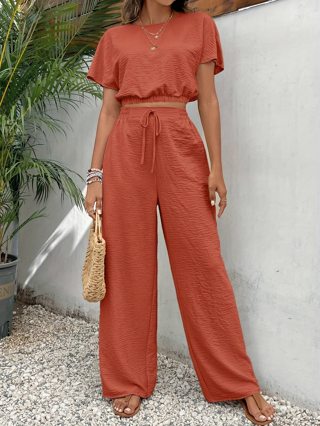 Louise – Textured Wide-Leg Lounge Set