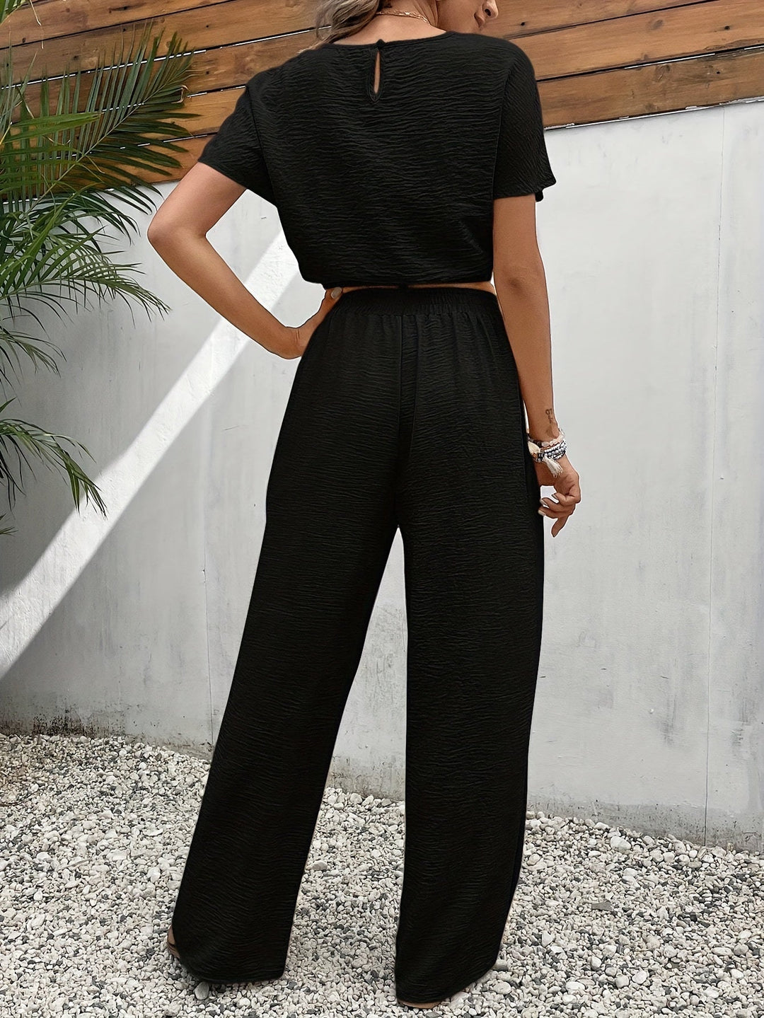Louise – Textured Wide-Leg Lounge Set